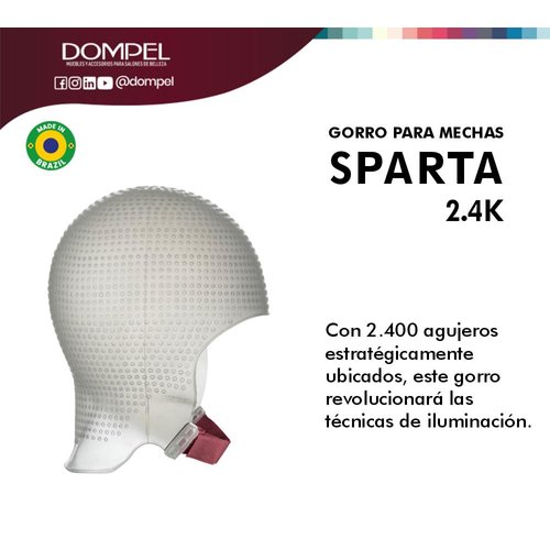 DOMPEL Sparta 2.4K Silicone Highlight Hair Cap, White | Perfect Highlights | 2,400 Strategically Positioned Holes | Curved Design for a Perfect Fit | Reusable