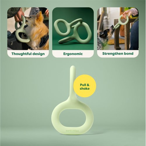 Earth Rated Tug of War Dog Toy, Interactive Pull Toy for Adult and Puppy Dogs, Ergonomic Grip, Natural Rubber, Small, Green