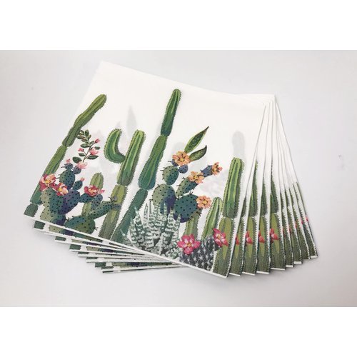 40 Pack Succulent Cactus Paper Napkins for Fiesta Wedding, Party, Birthday, Dinner, Lunch(2-Ply, 6.5 x 6.5 In)