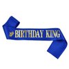 Birthday King Sash Blue, Birthday Sashes for Boys or Men Gold Foil Letter 21st 30th 40th 50th 60th or Any Fun Birthday Party Favors Decorations (Blue Gold)