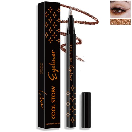 BEUKING Glitter Liquid Eyeliner, Pearlescent Sequins Diamond Ultra-Fine Tip Shining Eyeliner, Waterproof Long-Lasting Anti-Smudge, Highly Pigmented Eyeshadow Halloween Festival Sparkle Eye Makeup (3#)