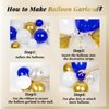 Royal Blue and Gold Balloon Garland Arch Kit, Blue and Gold Party Decorations with White Balloons Gold Confetti Latex Balloons for Anniversary Wedding New Year Graduation Birthday Party Decorations