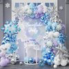 Snowflakes Balloons Garland Arch Kit Blue and Purple White Balloons Birthday Snowflake Foil Balloons for Winter Party Birthday Baby Shower Christmas Party Supplies