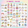 96 PCS Rainbow Individually Wrapped Tattoos, Rainbow Tattoo Stickers, Rainbow Party Decorations, Rainbow Birthday Decorations, Rainbow Party Favors, Gifts Rewards Activity for Kids Boys Girls