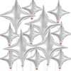 12 Pcs Four Angle Star Balloons,26 Inch and 10 Inch Silver Star Foil Balloons,Quadrangle Balloon Mylar Balloons Helium Balloons for Birthday Party Anniversary Wedding Baby Shower Decorations (Silver)