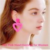 Go Ho Pink Body Glitter Gel and 2 PCS Hot Pink Heart Earrings for Women,Sparkle Pink Holographic Chunky Sequins Glitter Gel with Pink Heart Earrings for Singer Concerts Face Body Glitter Makeup