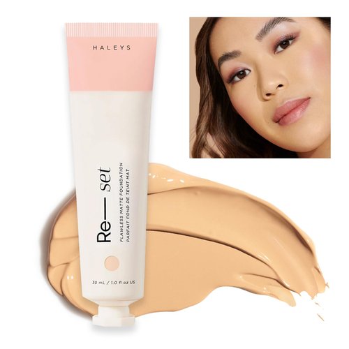 HALEYS Re-set Matte Foundation, VEGAN + CRUELTY-FREE, Oil-free, Buildable Med-to-Full Coverage, Weightless, Oil Control + Longwear, Hyaluronic Acid + Bakuchiol, All skin types + tones (2.5)