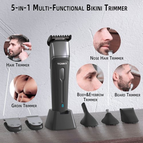 TCMKY Hair Trimmer for Men, Waterproof Hair Clippers, Rechargeable Pubic Hair Clippers and Trimmer, Groin Hair Trimmer Electric Shaver for Men, Men Electric Razor,Barber Grooming Set (Black)