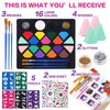 BOBISUKA Face Painting Kit for Kids - 16 Colors Water Based Body Face Paint Includes Brushes,Sponges,Glitters,Gem Sheet,Instructions,Stencils for Halloween Party Costume SFX Makeup