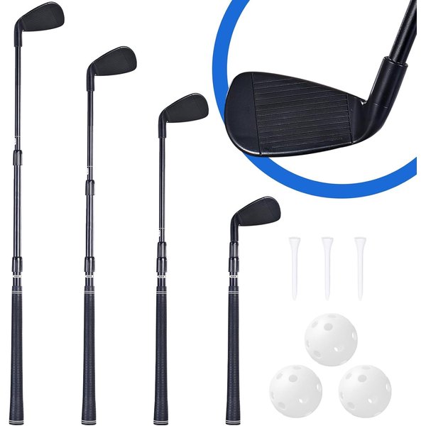 Golf Club Length Adjustable for Golf Bucket Backyard Game, Plastic Golf Clubs Chiper for Junior, Adults, Indoor & Outdoor Golf Training & Chipping Games for Family, Hit Plastic Foam Balls -2PCS