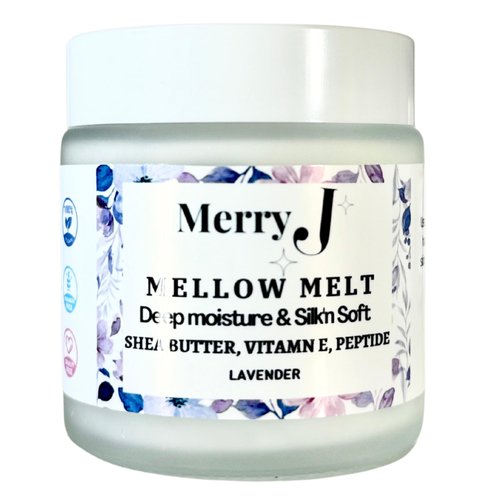 Mellow Melt Strawberry Deep Moisture Body Butter, 4 oz, Shea Butter, Vitamin E (4 Oz. Glass jar, Lavender)