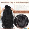 One Piece Human Hair Clip in Extensions 20 Inch 100G Black Clip in Hair Extensions Real Human Hair Black Girl Straight Double Weft Seamless Clip in Hair Extensions Human Hair V Shaped Clip ins Hair