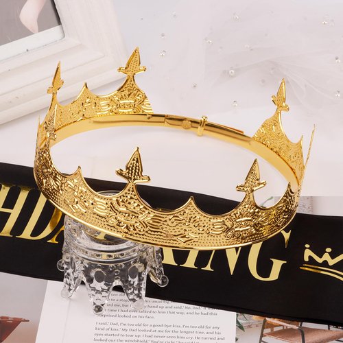 Chanaco Birthday Crown for Men, King Crown for Boys, Birthday King Sash and Crown, Birthday Sash for Men, Happy Birthday Decorations for Men, Birthday Gifts For Men