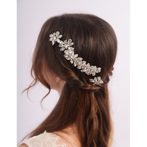 Teyglen Silver Rhinestone Wedding Hair Comb and Hair Pins Hair Accessories for Women Silver Crystal Side Comb Bridal Hair Piece Wedding Headpiece for Party Prom
