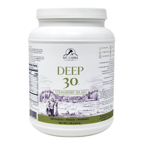 MT. CAPRA SINCE 1928 DEEP-30 | Meal Replacement Shake, Goat Protein Powder with Grass Fed Whey Protein and Casein Protein, Minerals and BC-30 Probiotics, Strawberry Splash - 2 Pounds