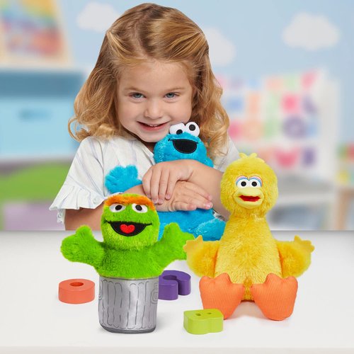 Sesame Street Friends Cookie Monster, Big Bird, and Oscar 8-inch 3-piece Sustainable Plush Stuffed Animals Set, Kids Toys for Ages 18 Month by Just Play