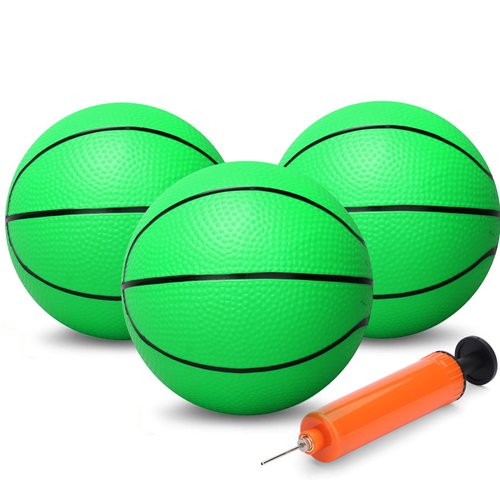 7 Inch Small Basketball for Indoor Mini Hoops Sets, Soft Bouncy Basketballs Ball for Kids Toddler, Repacement Basketballs for Over Door Basketball Hoop, Little Basketballs for Beach Pool Green