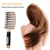 KTKUDY Detangling Brush Getting Knots Out without Pain - Boar Bristles Hair Brush Make Hair Shiny & Healthier Vented Detangler Brush for Women Men Kids Wet and Dry Hair (Gold & Green)