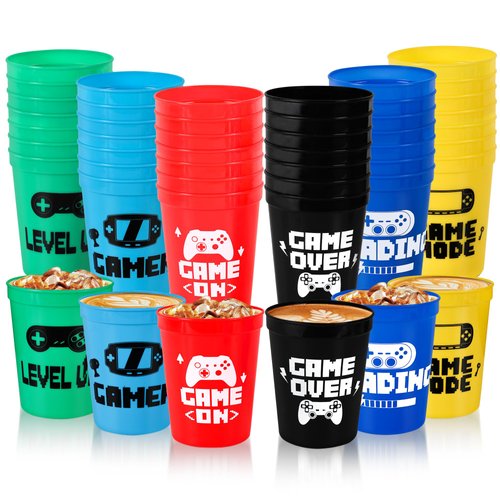 Erweicet 24pcs Video Game Party Supplies 16oz Video Game Cups for Gaming Party Favors