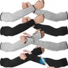Chuarry 4 Pairs Level 5 Cut Resistant Arm Sleeves Arm Protection Gardening Sleeves with and Without Thumb Hole (Black, Gray)
