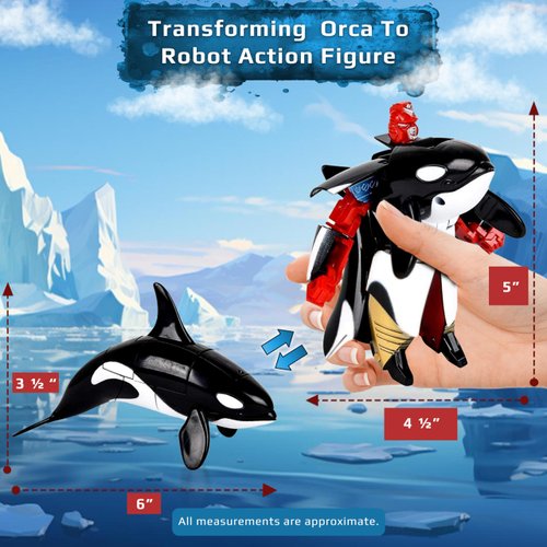 Forest & Twelfth 4" Sea Animal Toy Small – Transforming Action Figure – Changes from a Detailed Animal Toy to a Unique Robot Toy in Seconds Great Gift for Both Girls and Boys (4" Orca)