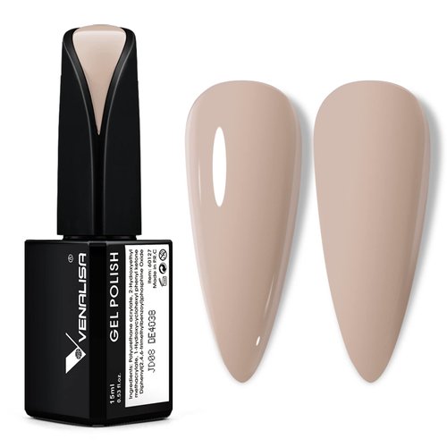 VENALISA 15ml Nude Gel Nail Polish, Nude Gel Polish Color Soak Off UV LED Nail Gel Polish Nail Art Starter Manicure Salon DIY at Home, 0.53 OZ