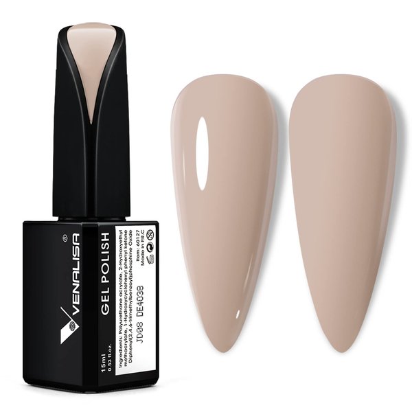 VENALISA 15ml Nude Gel Nail Polish, Nude Gel Polish Color Soak Off UV LED Nail Gel Polish Nail Art Starter Manicure Salon DIY at Home, 0.53 OZ