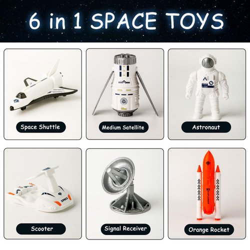 Wbzle Space Exploration Shuttle Toys, Space Explorer Toy Kit, Include Signal Receivers, Satellites, Astronaut, Space Scooter, Space Toys Gift for Exploring Boys and Girls