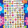 8 Sheets (96PCS) 60s Temporary Tattoos Theme Tie Dye Hippie Birthday Party Decorations Favors Supplies Stickers for Adults Kids Gifts Classroom School Prizes Rewards