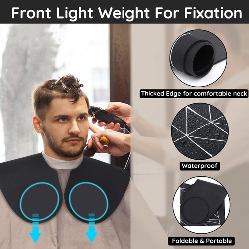 Segbeauty Hair Cutting Guide Mat Black, Longer Silicone Waterproof Cutting Mat, Professional Salon Hair Cutting Mat with Guidelines Weighted Neck Wrap for Hair Stylist