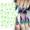12 Sheets Halloween Nail Art Stickers Bloody Nail Decals 3D Self-Adhesive Nail Art Supplies Gold Water Drop Fluorescence Nail Stickers Halloween Nail Designs for Halloween Party Decoration