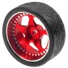 4PCS ShareGoo Metal 1/28 Wheel Rims & Rubber Racing Tires 5-Spoke Compatible with Wltoys K969 K989 P929 Kyosho Mini-Z Mini-Q Mini-D 1/28 RC Car (Red)