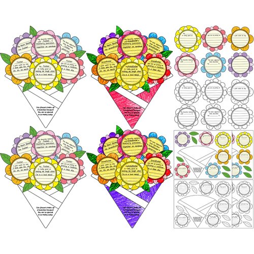 Flower Craft for Kids Happy Father's Day Cards Flower DIY Greeting Cards Teacher Appreciation Gifts Make Your Own Gifts Coloring Card Artwork Activities School Classroom Student Craft Kit Supplies