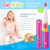 Brush-Baby Go-Kidz Unisex-Kids Electric Travel Toothbrush for Ages 3+ - Pink, Battery Powered, 2-Speed Vibration, Smart Timer, Holographic Stickers, Lightweight, Compact Design