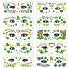 St. Patrick's Day Glitter Shamrock Face Temporary Tattoos Sticker for Women Girls Eye Face Makeup Decor Irish Shiny Butterfly Rainbow Heart Body Art Waterproof Fake Tattoo for Festival Party 10Sheets