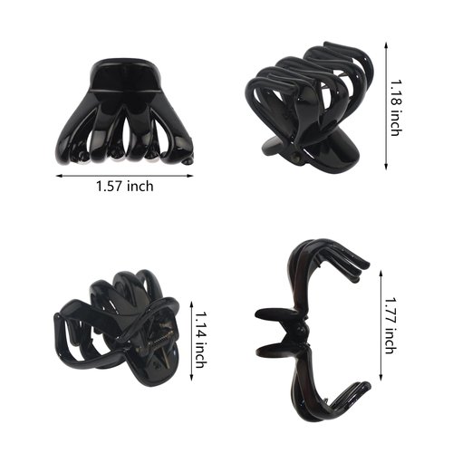 DIMUGE 9 Pcs 1.57 inches Sturdy Strong Grip Black Octopus Claw Clips 4cm Medium to Small Hair Clips for Women and Girls Thick Hair,Hair Clips for Styling Sectioning