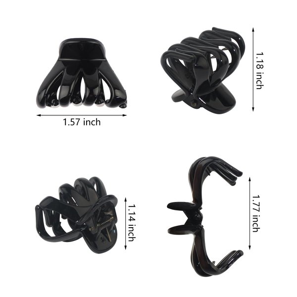 DIMUGE 9 Pcs 1.57 inches Sturdy Strong Grip Black Octopus Claw Clips 4cm Medium to Small Hair Clips for Women and Girls Thick Hair,Hair Clips for Styling Sectioning