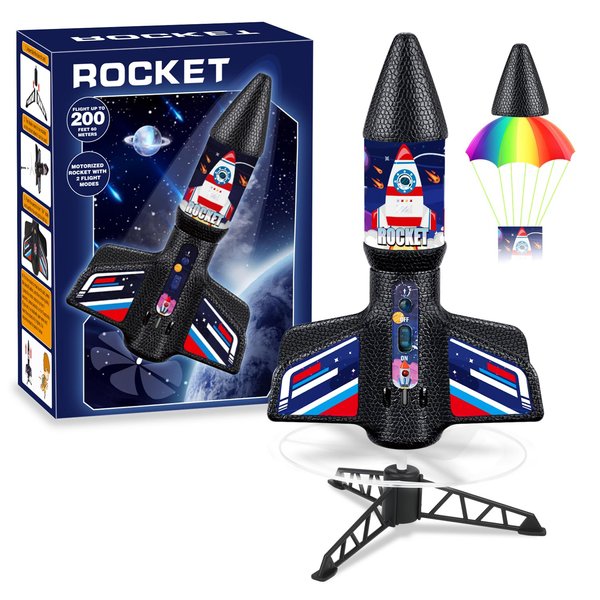 Rocket Launcher Toy Gifts for Kids - Self Launching Motorized Air Rocket with Parachute Launch Up to 200 Ft Model Rockets Outdoor Toys Birthday Gifts for Boys Kids Ages 6 7 8 9 10 11 12 3-5 5-7 8-12