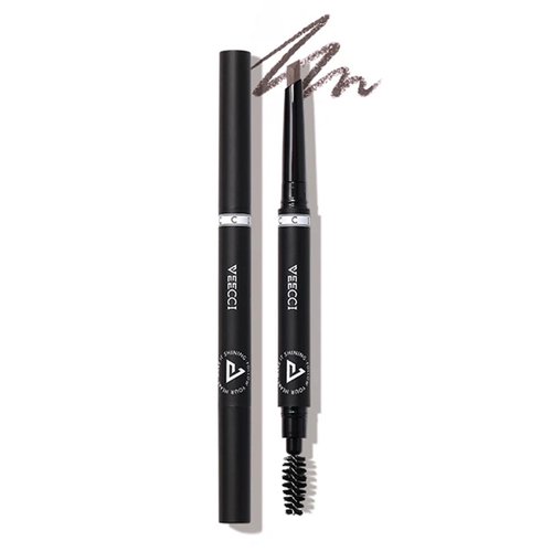 VEECCI Diamond Eyebrow Pencil - Quick Fill, Smudge-Proof, Nourishing Formula for Effortless Brows| Flexible Brush Head, Natural & Waterproof Microblading Brow Pen for Women (Grey Brown)