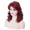 NJJYXH 16 Inches Vintage Copper Red Wigs for Women Long Auburn Wavy Wig with Bangs Synthetic Natural Burgundy Wig for 60s 70s 80s Cosplay,Halloween,Daily Use