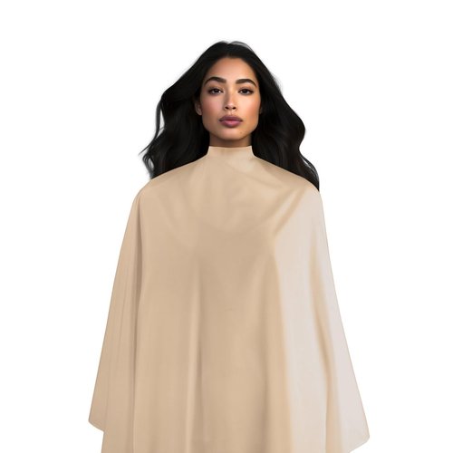 Cricket Lock Apparel Haircutting Hairstylist Cape for Clients Professional Salon Barbershop Hairdresser Cape for Women Men Adults, New Unique Lock Neck Closure Haircut Hair Color Cape, Kimmie, Beige