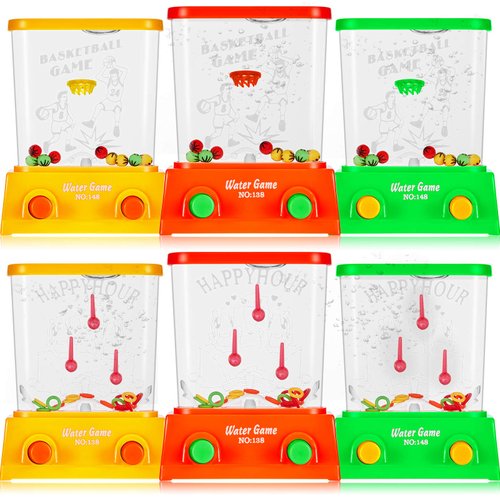 Sumind 6 Pieces Handheld Water Game Miniature Aqua with Fish Basketball Ring Toss Handheld Toys Fun Gifts for Operation Christmas for Kids & Adults Stocking Stuffers for Kids(Classic Style)