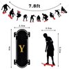Tatuo 3 Pieces Skateboard Birthday Party Decorations Birthday Theme Party Supplies for Skateboarder Extreme Skateboarding Happy Birthday Banner for Party Sign Decorations