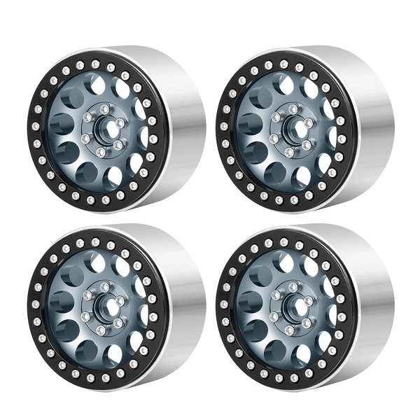 SWX 2.2" Metal Beadlock Wheel Rim 4pcs Wheel Hub for 1/10 RC Rock Crawler Car Axial SCX10 RR10 Wraith 90048 90018 TRX4 Upgrade Parts (Black and Titanium)