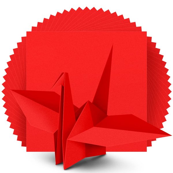 IOOLEEM Origami Paper, 200 Sheets, Red Origami Paper, 6 Inch Square, Double Sided Colored paper.