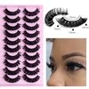LuckForever 10 Pairs False Eyelashes Russian Strips Eye Lashes Fluffy False Lash Wispy Eyelash Extension Natural Look D Curly Volume Fake Eyelashes Reusable Eye Lash for Women Girls