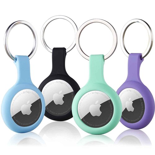 ThingsBag 4 Pack Silicone Case for Airtags with Keychain, Protective Cover for Apple Air tag Key Finder Tracker, Pet Dog Itag Collar Necklace, Airtag Accessories Holder