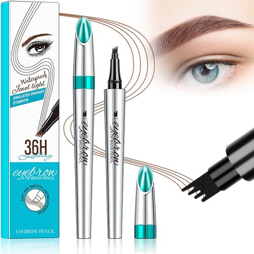 Magic Eyebrow Pencil, 3D 4 Tipped Precise Brow Pen Upgraded Waterproof Microblading Eyebrow Pencil Contouring Pen Natural Makeup Effect (B-Red Brown)