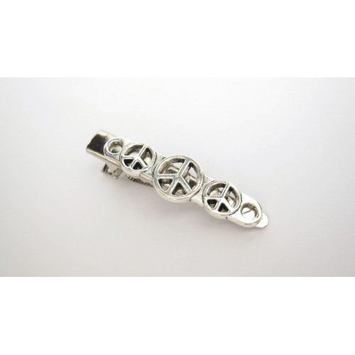 Generic Small silver metal peace sign alligator hair clip barrette for fine thin hair