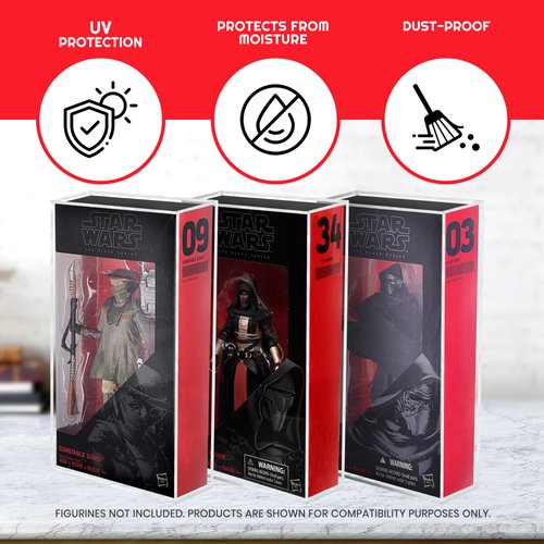 EVORETRO Action Figure Display Case Protector for Hasbro Star Wars Black Series Box 6 inches Figures - 2 Pack - Thick Clear Acrylic Anti-UV, Stackable, Durable, Long Lasting Protective Case
